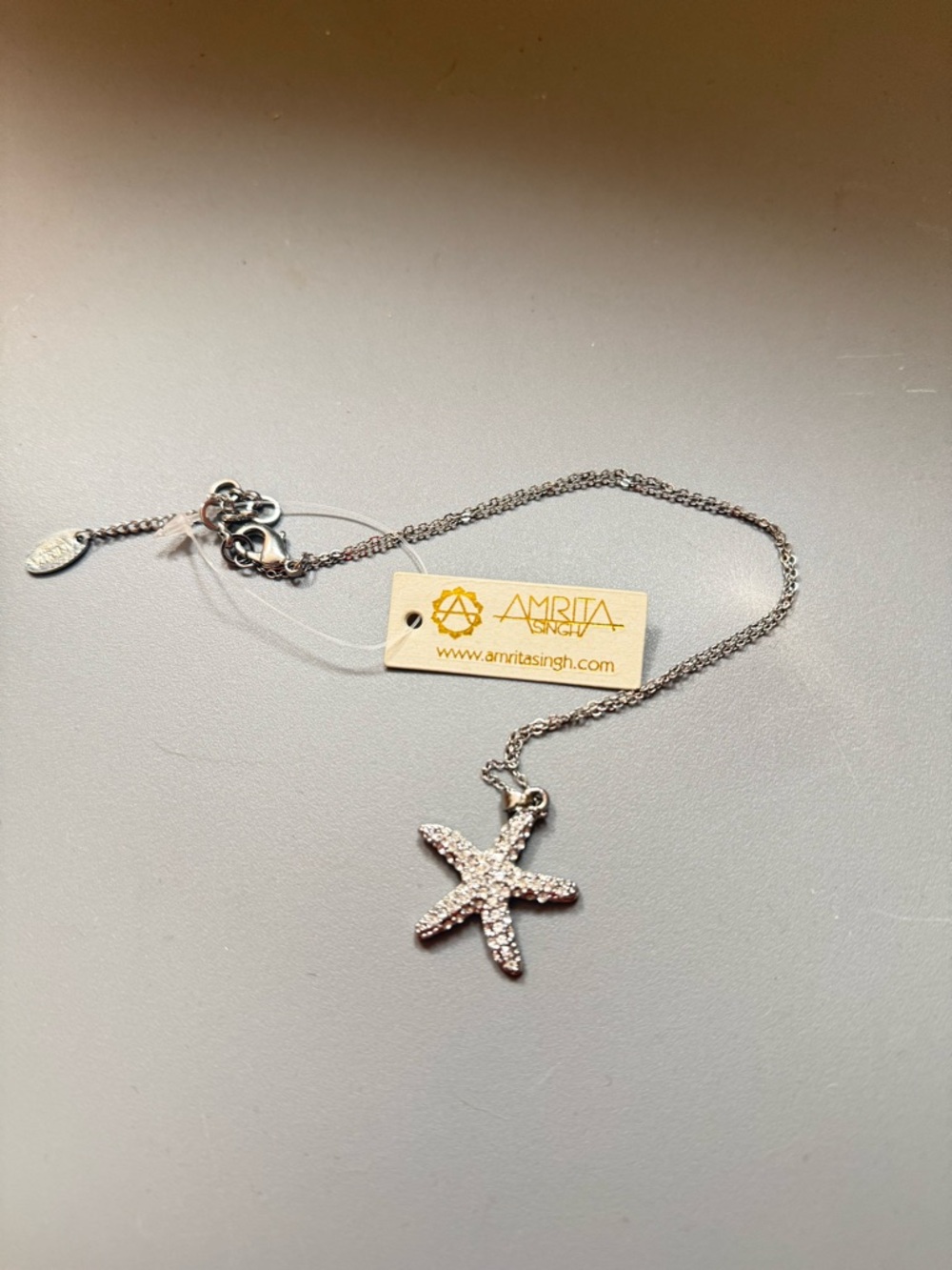 Amrita Singh Crystal Starfish Necklace in Silver 16”